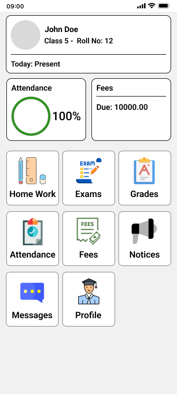 Skoligo student app dashboard